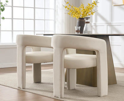 Guyou Modern Sherpa Upholstered Dining Chair, Cute Barrel Side Armchair Kitchen Chair with Armrests and Back for Living Room Dining Room Bedroom, Green