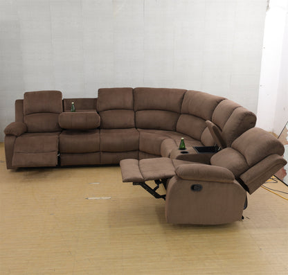 Aukfa 3-Piece Recliner Sofa Set, 6 Seat Sectional Couch with Cup Holders&Storage Console, Gray