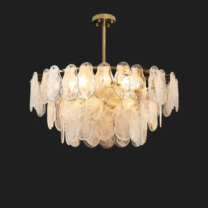 Homary Modern 8-Light Tiered Cloud Glass Chandelier Adjustable Hanging Rod