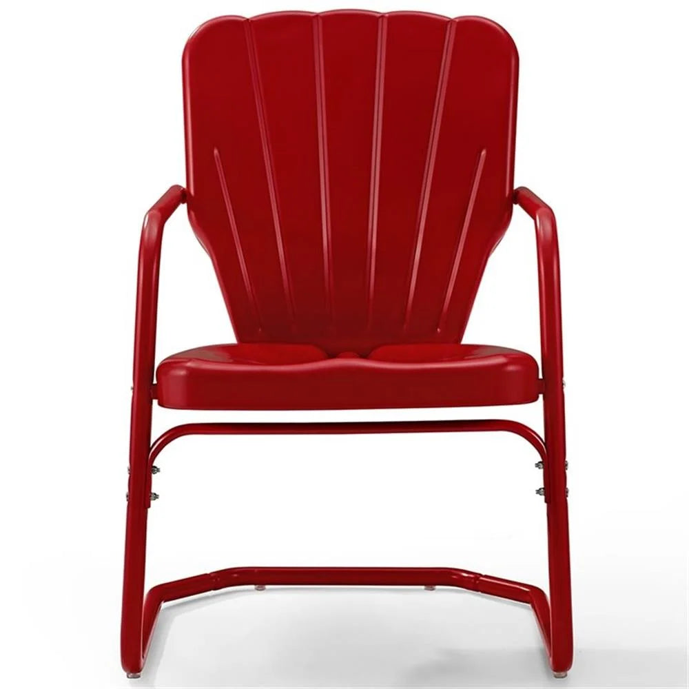 Crosley Ridgeland 2Pc Outdoor Metal Armchair Set - 2 Chairs-Color:Bright Red Gloss