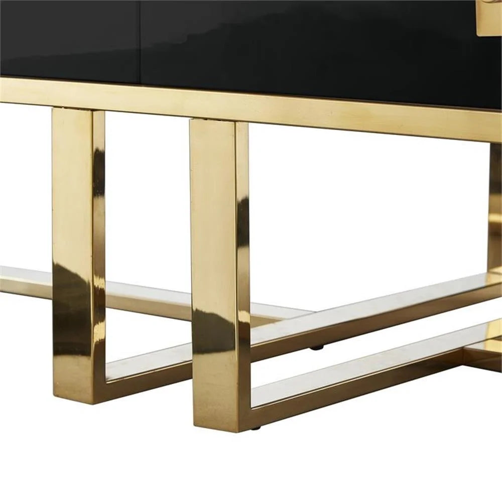 Posh Living Mano 2-Drawers Stainless Steel Base Coffee Table - Light Gray/Chrome