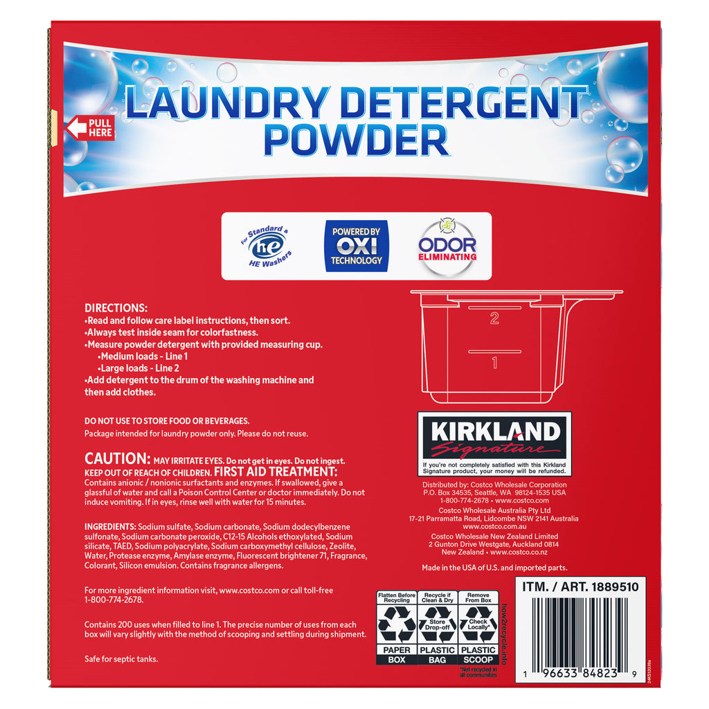 Kirkland Signature Powder Laundry Detergent, 200 Loads, 348.8 oz