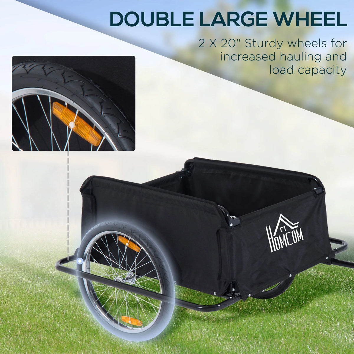 Aosom Bicycle Cargo Trailer, Two-Wheel Bike Luggage Wagon Bicycle Trailer with Removable Cover, Yellow
