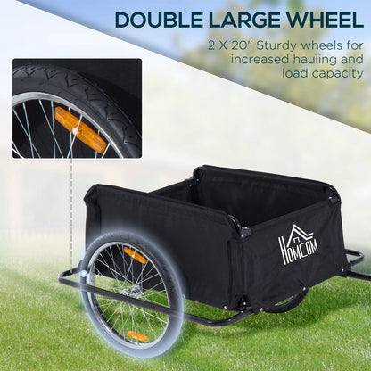 Aosom Bicycle Cargo Trailer, Two-Wheel Bike Luggage Wagon Bicycle Trailer with Removable Cover, Yellow