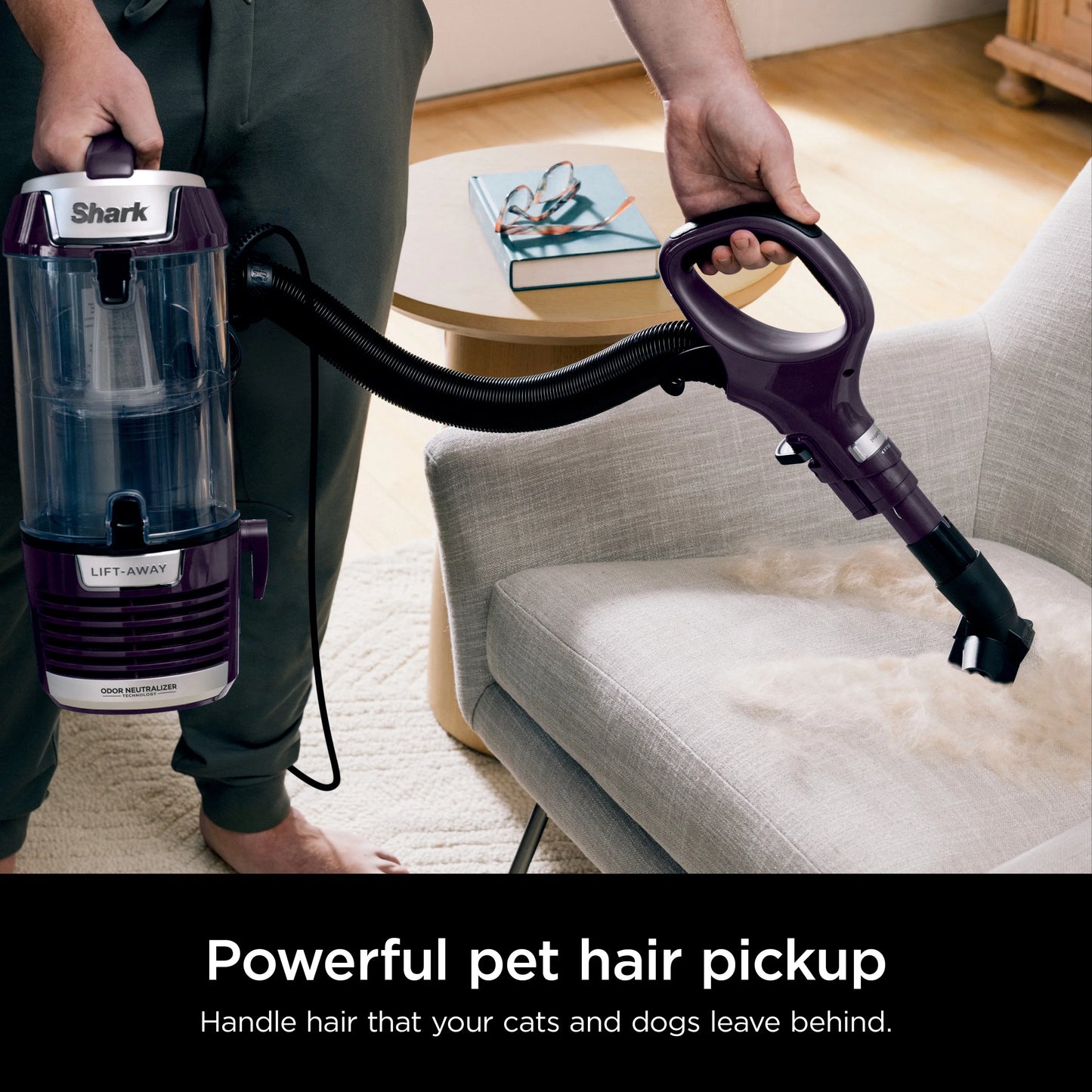 Shark Upright Vacuum, Lift-Away, Pet Friendly, Bagless, PowerFins HairPro & Odor Neutralizer Technology, Hard Floor and Carpet, Self Cleaning Brushroll, Anti Allergen &Swivel Steering , ZD550, Purple