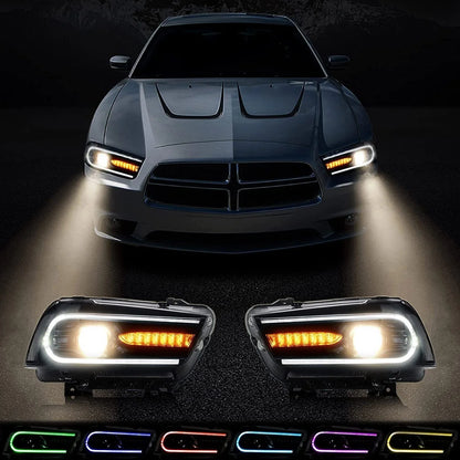 VLAND for Dodge Charger 2011 2012 2013 2014 Dual Beam Projector Headlights Replacement Assembly