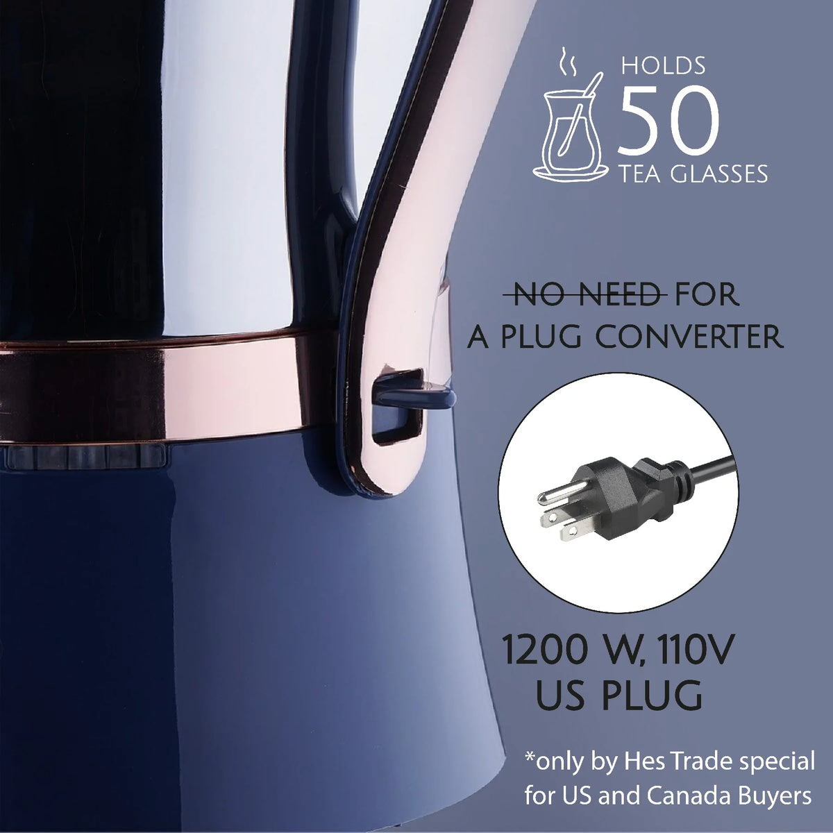 Korkmaz Hanedan Premium Silver 18/10 Cr-Ni Stainless Steel Dishwasher Safe Electric Tea Maker