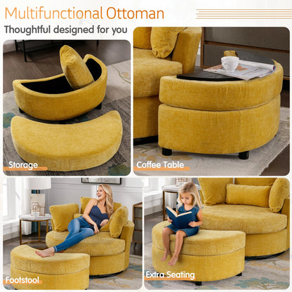 Muumblus Teddy Swivel Accent Barrel Chair, Modern Oversize Sherpa Comfy Round Reading Armchair for Living Room, Ivory