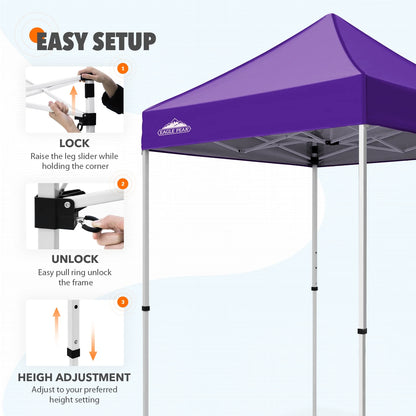 EAGLE PEAK 5x5 Pop Up Canopy Tent Instant Outdoor Canopy Easy Set-up Straight Leg Folding Shelter（Blue）