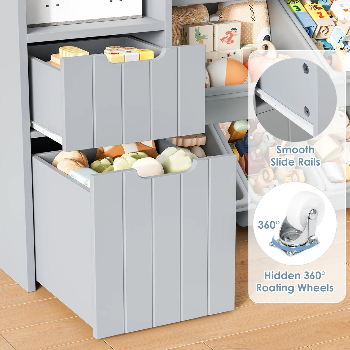 Homfa Kids Toy Storage Organizer with Removable Bin, Kids Bookshelf and Bookcase Toy Box with Drawers for Playroom, Classroom, White