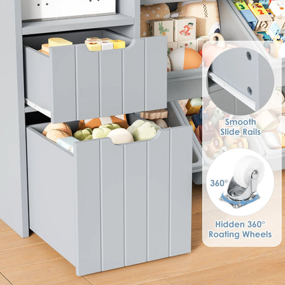 Homfa Kids Toy Storage Organizer with Removable Bin, Kids Bookshelf and Bookcase Toy Box with Drawers for Playroom, Classroom, White