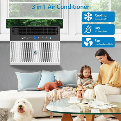 8000Btus Window Air Conditioner Over the Sill AC Up to 370 Sq.Ft With Remote & App