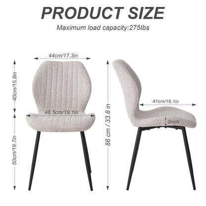 5 Piece 47'' Round Dining Table Chairs Set for 4, Farmhouse Gray Kitchen Table with 4 Boucle Mid Century Modern Dinning Room Chairs, Wood Dinner Table &Upholstered Chair Set of 4, Beige