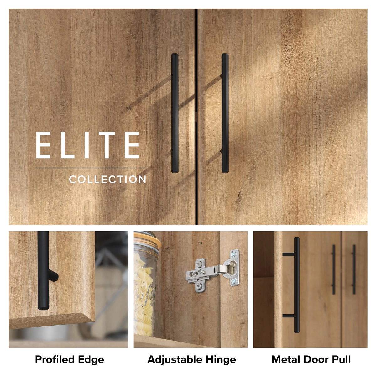 Prepac Elite Tall Garage Storage Cabinet & Pantry Storage Cabinet, 2-Door Freestanding Garage Cabinet with Adjustable Shelves, 16" D x 32" W x 65" H, Oak OES-3264
