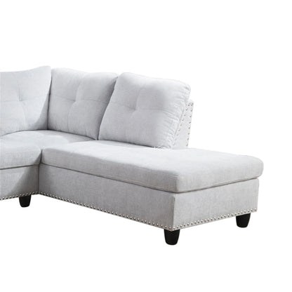 Aukfa 3 Piece Sectional Sofa, Living Room Couch with Storage Ottoman&Cup Holder, Linen, Right Hand, Purple