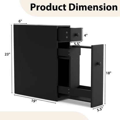 Topbuy Slim Bathroom Storage Cabinet Freestanding Toilet Paper Holder with Slide Out Drawers for Small Spaces White