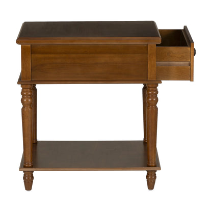 Powell McGhie Single Drawer Indoor End Table with Shelf, 26" Tall, Natural
