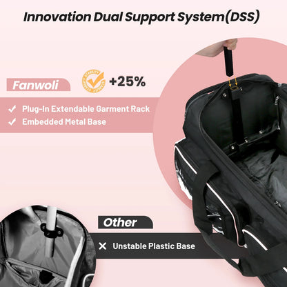 Fegat Dance Bag with Garment Rack - 28"Collapsible Rolling Competition Dance Duffle Bag Lightweight Costume Wheeled Suitcase for Dancers Shows Livestreamer Athletes