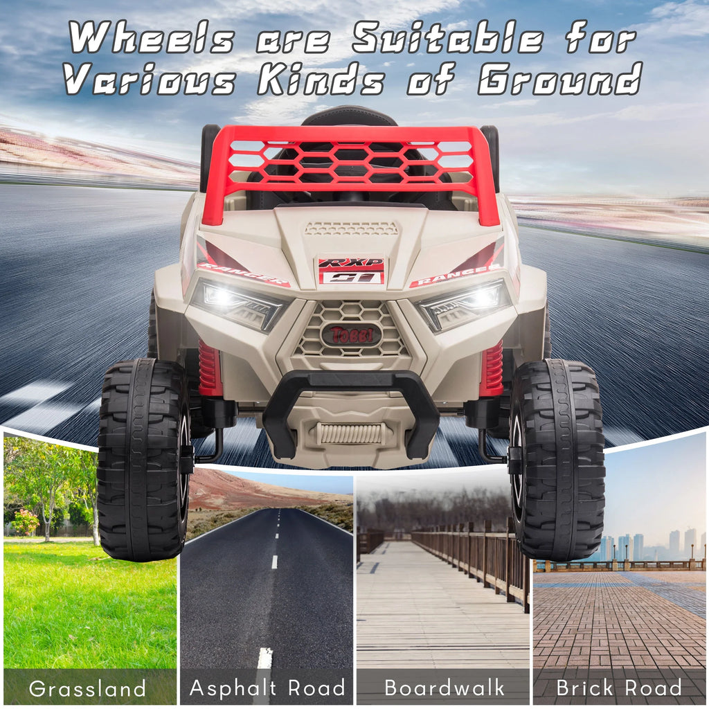 TOBBI 12V Kids Electric off-Road UTV Truck Car Battery Powered Ride on Toys for Girls with LED Headlights, Music, Horn
