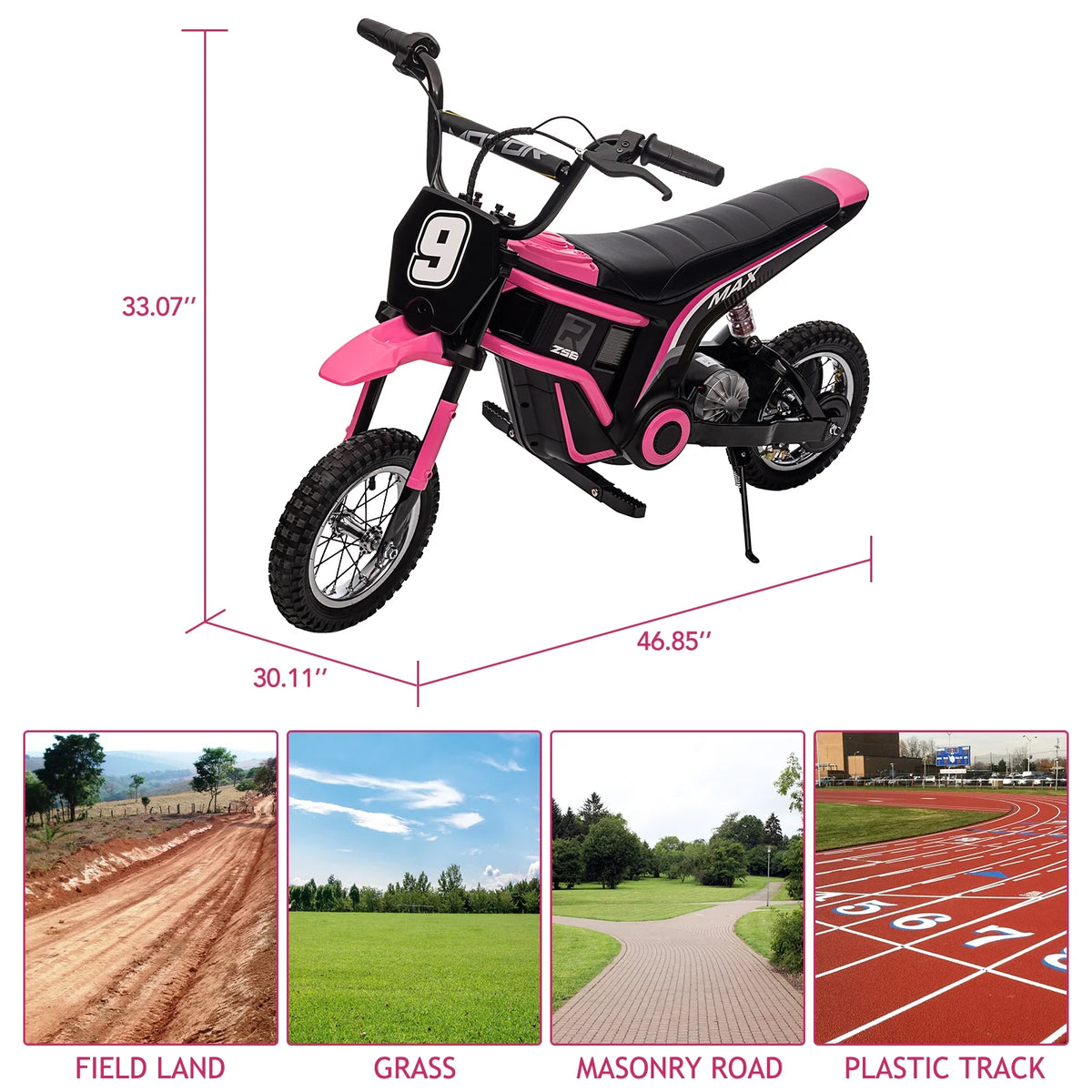 Kids Electric Dirt Bike,Electric-Powered Bike,2 Speed Settings,14.29 MPH Max,All-Terrain Electric Motorcycle for Ages 6-12,High-Speed Electric Dirt Bike for Kids,24V 350W