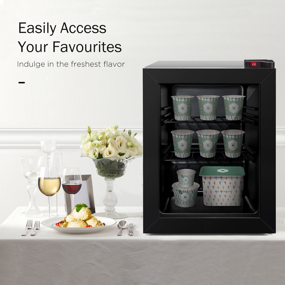 Northair 2.1 Cu Ft Countertop Display Glass Door Freezer with LED Light Perfect for  Ice Cream  at POS