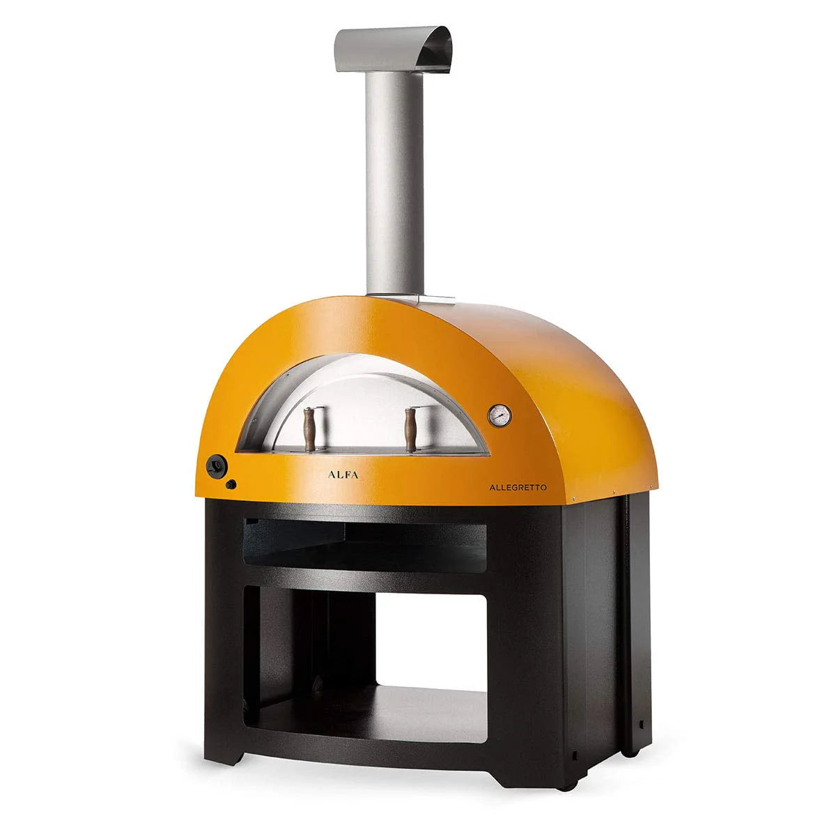 Alfa Allegro Outdoor Steel Italian Wood Fired Pizza Oven with Base, Yellow
