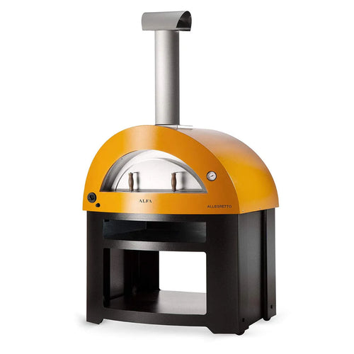 Alfa Allegro Outdoor Steel Italian Wood Fired Pizza Oven with Base, Yellow