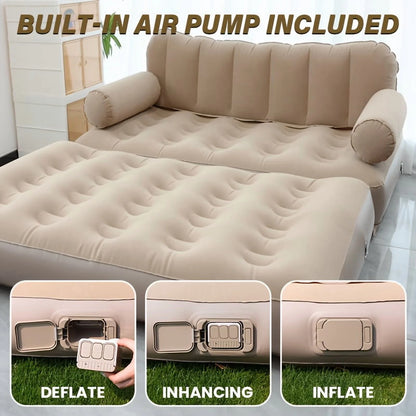 3-Min Fast Inflation Sofa Bed with Pump, Foldable Inflatable Couch for Indoor & Outdoor Camping, Guest Bed, Minimalist Modern Inflatable Furniture