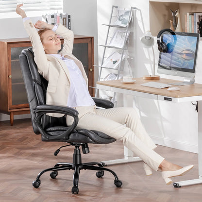 Mainstays Executive Ergonomic High Back Leather Home Office Desk Chair, Black