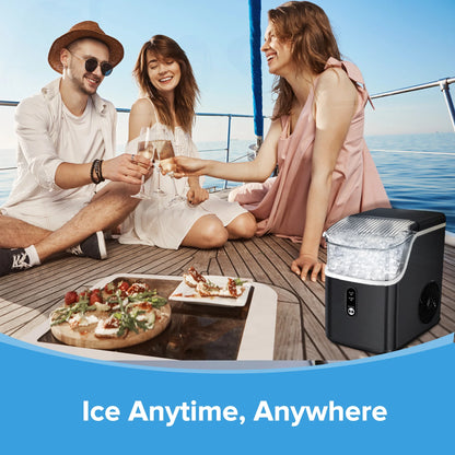 Auseo Nugget Ice Maker Countertop, Pebble Ice Maker Machine with 35lbs/24H Soft Ice, Self-Cleaning,  for Home/Kitchen/Office (Black)