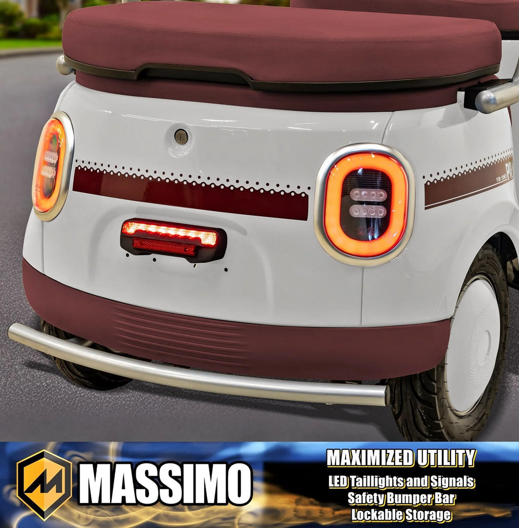Massimo MGC E-Trike 3-Wheel Electric Cart – 17 MPH, 2-Seater Adult Scooter – Blue