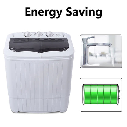 Portable Washing Machine, YOFE Compact Mini Washing Machine, Semi-automatic Washing Machine, Portable Mini Twin Tub Washing Machine for Camping Apartments, Washer(7.7lbs) /Spiner(6.6lbs), Gray, R4861