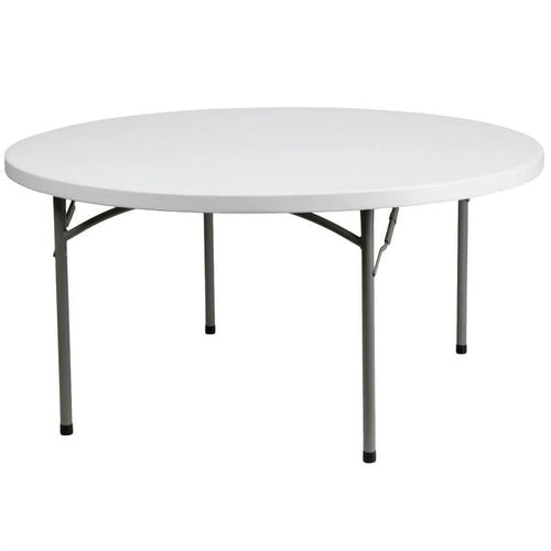 (10 PACK) 60'' Round Plastic Folding Table - Heavy Duty Banquet Table