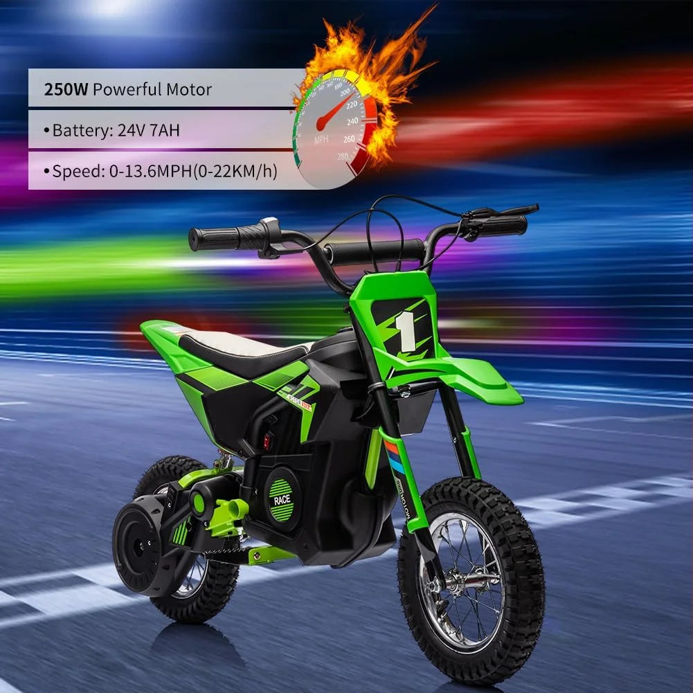 Nasitip Electric 350W Dirt Bike for Kids 8-16 year - Black