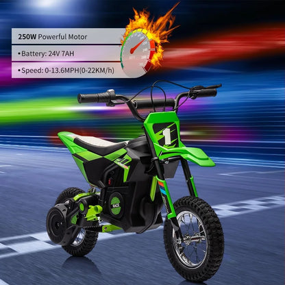 Nasitip Electric 350W Dirt Bike for Kids 8-16 year - Black