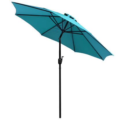 Merrick Lane Patio Umbrella with Base - 9' Tan Polyester Patio Umbrella - 30+ UV Protection - Waterproof Black Cement Base with 1.5" Diameter Aluminum Pole