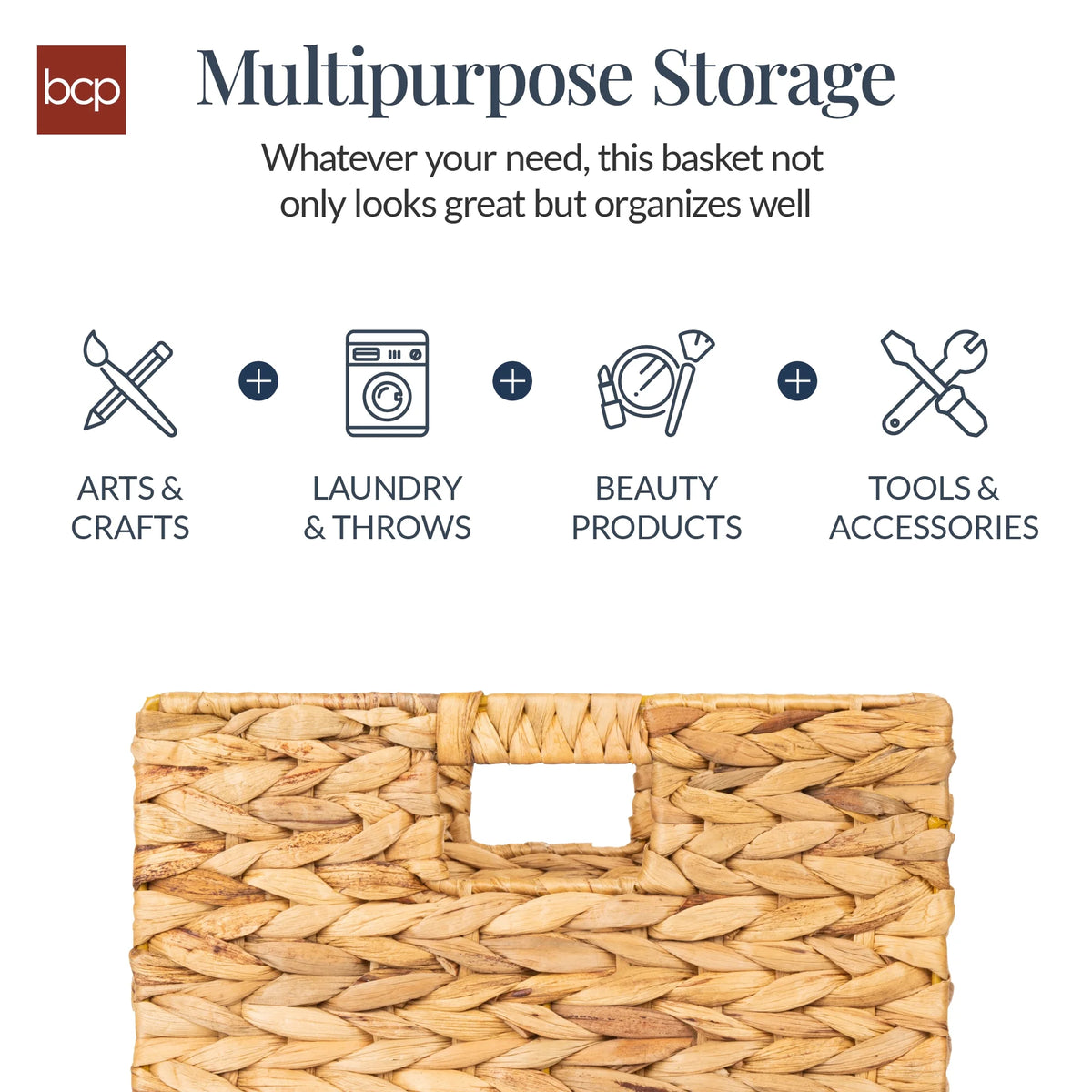 Best Choice Products 12x12in Hyacinth Baskets, Set of 5 Multipurpose Collapsible Organizers w/ Inserts - Natural