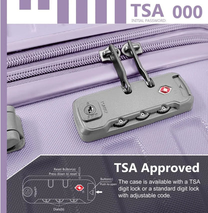 6-Piece Hardshell Luggage Set with Expandable Spinner Suitcases & TSA Lock, 25% Extra Capacity, Duffel Bag & Toiletry Kit, Cream ABS Suitcases