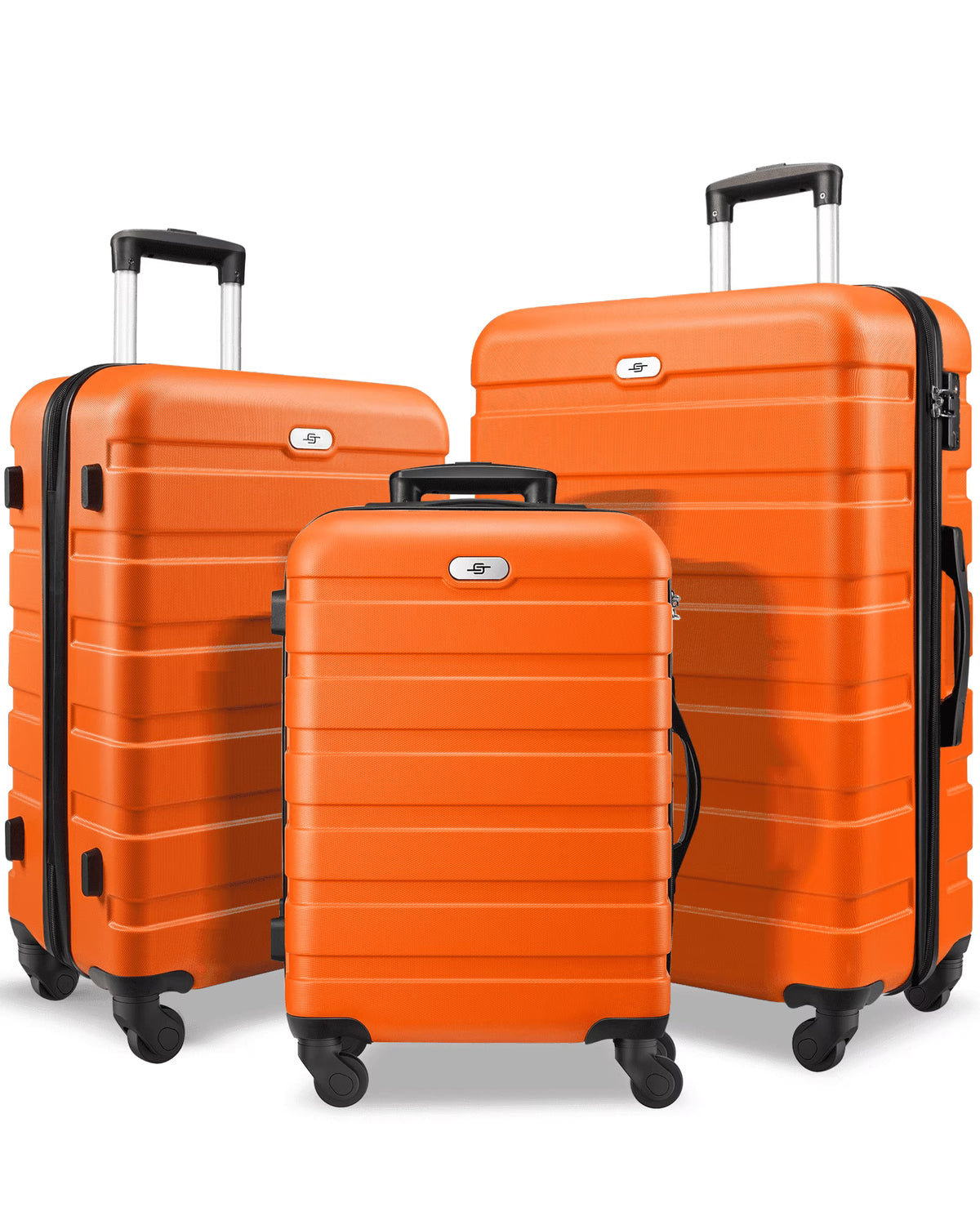 3 Piece Luggage Sets Hard Shell Suitcase Set with Spinner Wheels for Travel Trips Business 20" 24" 28", Rose Gold