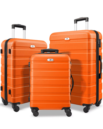 3 Piece Luggage Sets Hard Shell Suitcase Set with Spinner Wheels for Travel Trips Business 20" 24" 28", Rose Gold