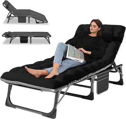 Slsy Folding Lounge Chair, 5-Position Adjustable Outdoor Reclining Chair, Folding Sleeping Bed Cot, Folding Chaise Lounge Chair for Pool Beach Patio Sunbathing