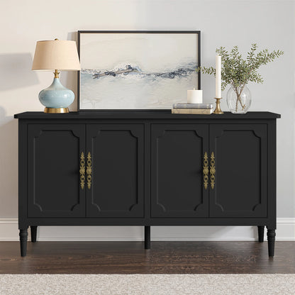 May in Color Console Cabinet, 58'' Wood Sideboard Buffet Cabinet with Storage & 4 Doors, Mid Century Modern Pantry Cabinet for Entryway, Living Room, Bedroom, Dining Room, Green