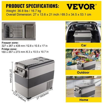 BENTISM 22L Portable Car Refrigerator, 23 Quart RV Fridge, 12/24V DC & 110-240V AC Vehicle Car Truck Boat Mini Electric Cooler for Driving Travel Fishing Outdoor and Home Use