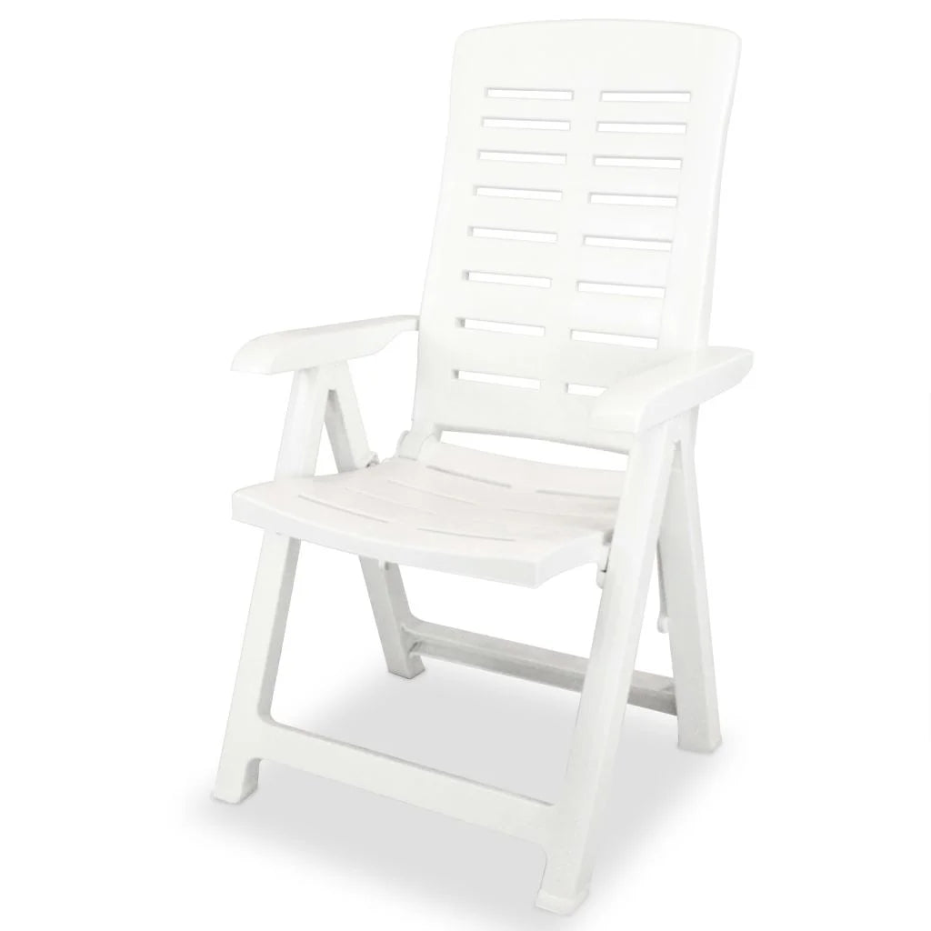 vidaXL Reclining Patio Chairs Outdoor Stack Dining Chair with Armrest Plastic