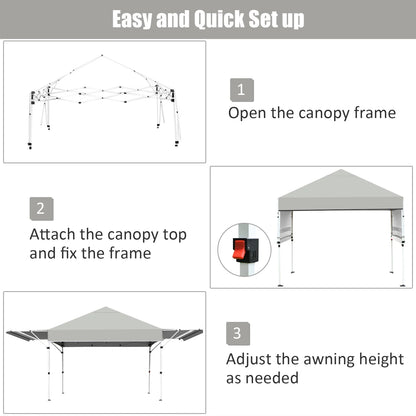 Patiojoy 10x17ft Pop up Canopy  3 Height Adjustment Folding Tent with Roller Bag White