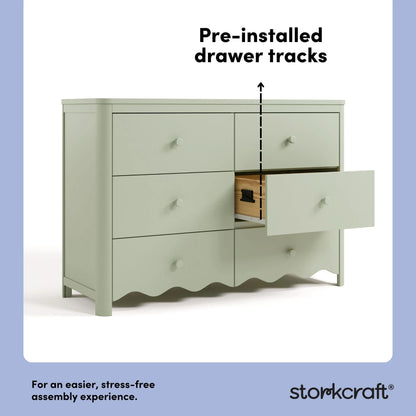 Storkcraft Casablanca 6 Drawer Nursery Dresser, Sage