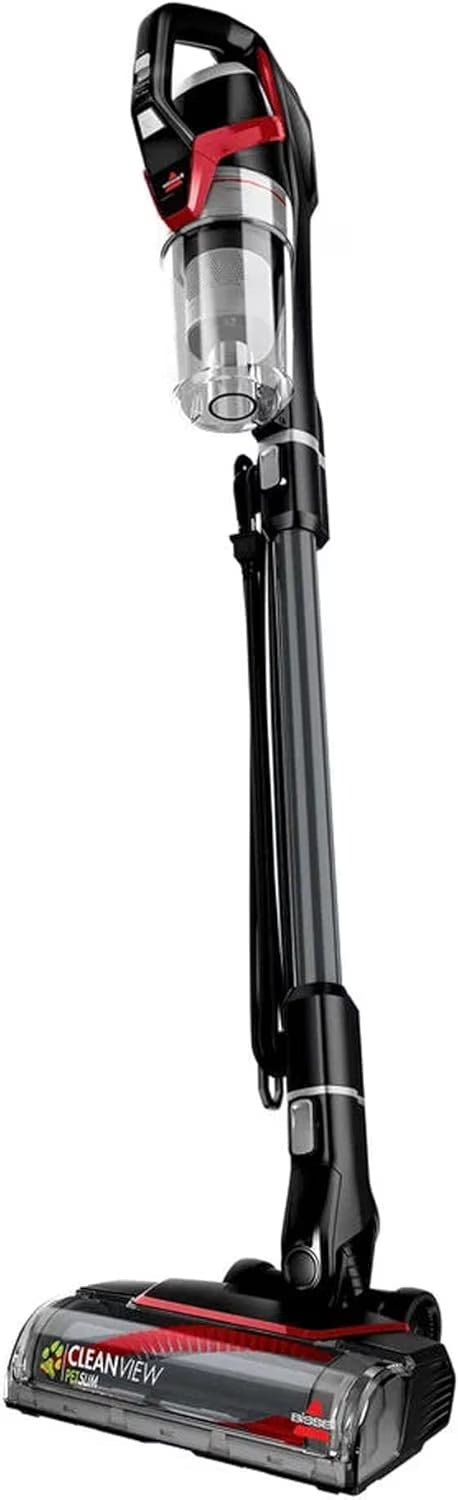 BISSELL Pet Hair Eraser Slim Corded Stick Vacuum, Carpet, Area Rugs, Hard Floor, Upholstery, Lightweight, Swivel Steering, Tangle-Free Brish Roll, 3875, Black