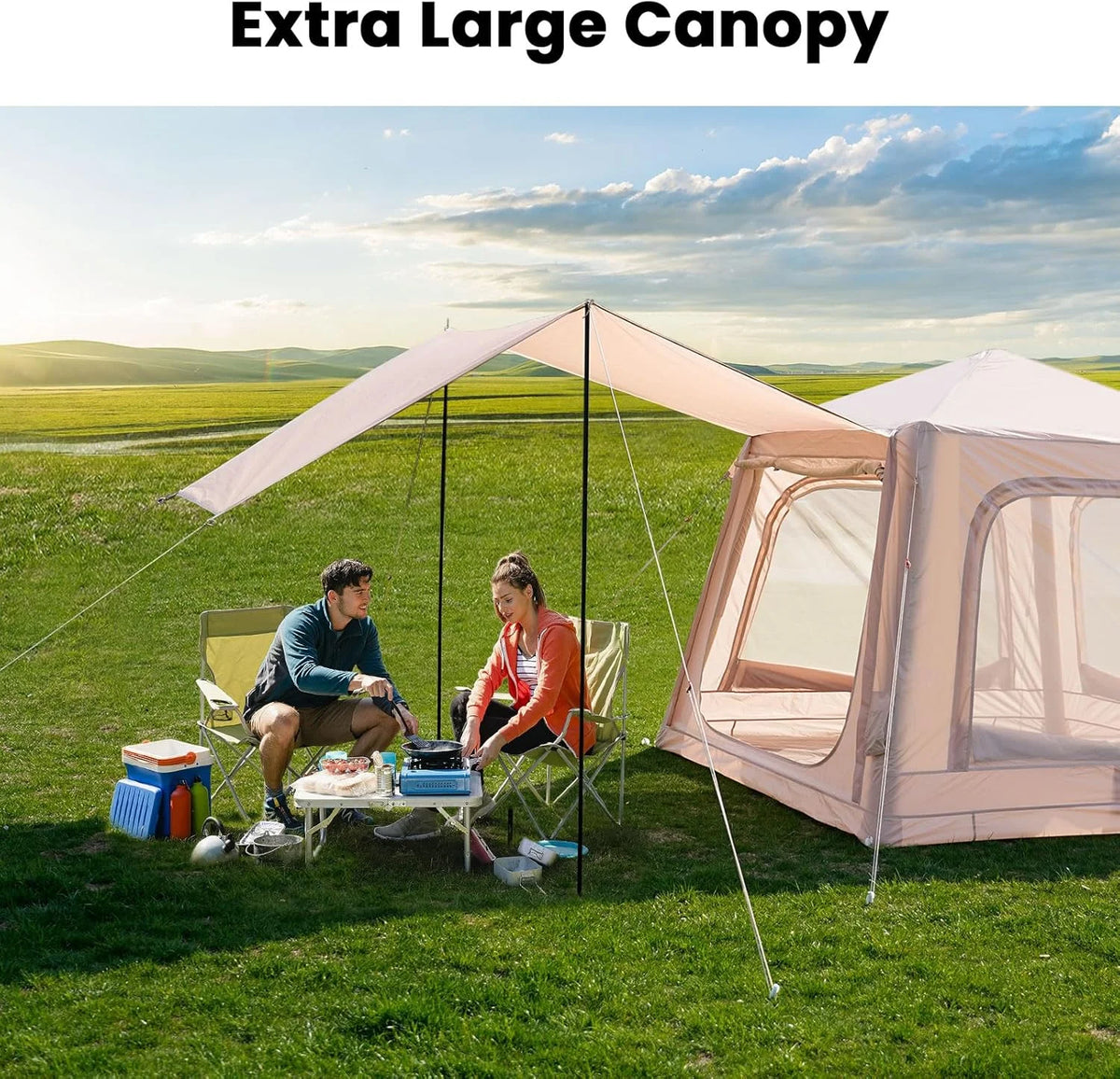 NAIZEA Inflatable Tents for Camping, Blow Up Tent with Hand Pump, Easy Setup Inflatable Hot Tent with Stove Jack, Waterproof Oxford Air Glamping Tents for Camping Adult 4-6 Person