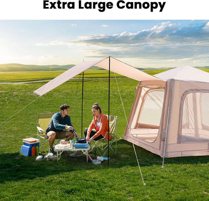 NAIZEA Inflatable Tents for Camping, Blow Up Tent with Hand Pump, Easy Setup Inflatable Hot Tent with Stove Jack, Waterproof Oxford Air Glamping Tents for Camping Adult 4-6 Person
