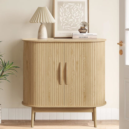 Mid Century Modern Buffet Sideboard Cabinet with Storage, Small Accent Cabinet with Sliding Door, for Living Room, Kitchen